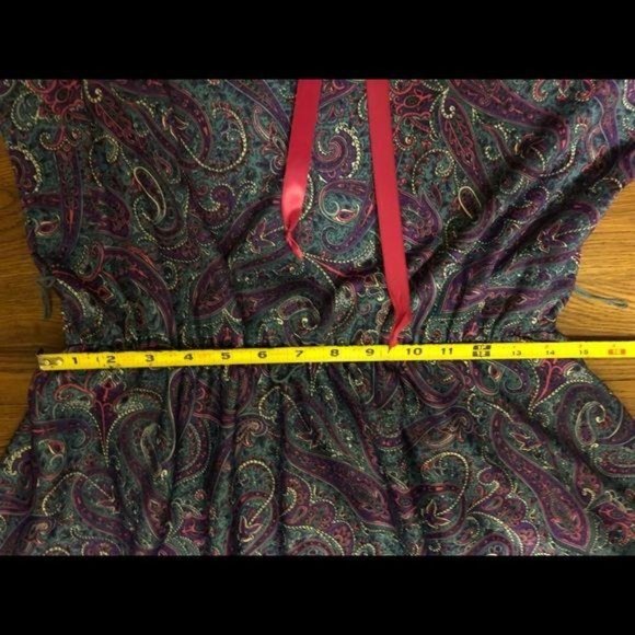 Vintage 80’s Paisley Lace Collar Dress Purple sz10 - Picture 13 of 16